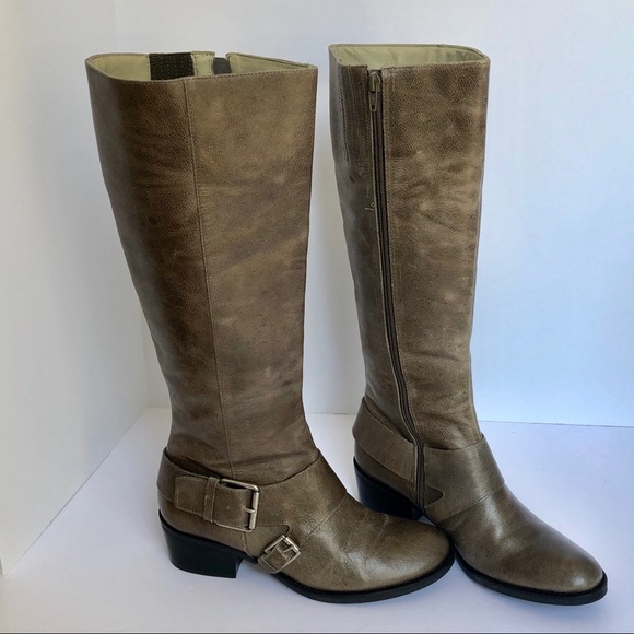 Shoes - NWT Sam & Libby Taupe Knee Leather buckle Boots  7